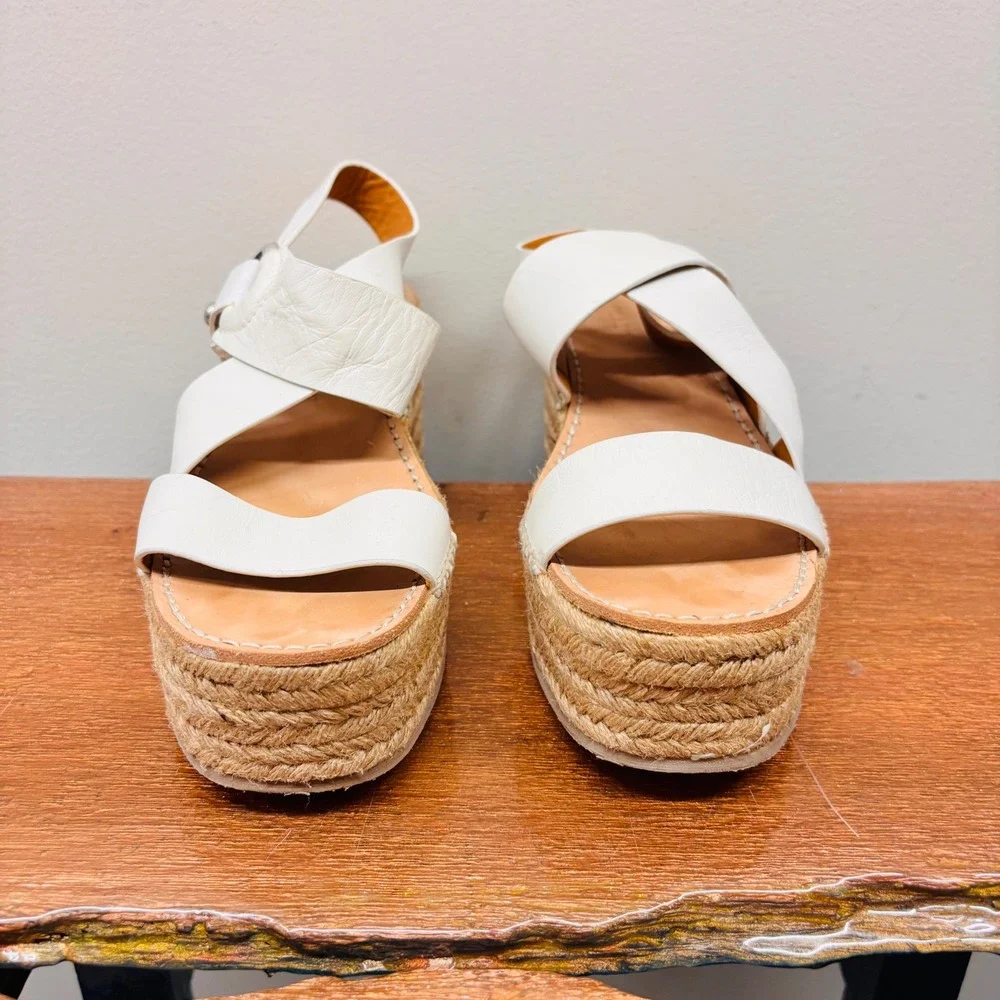 Rag & Bone August Platform Espadrille Sandals Antique White Leather 40 US 10
